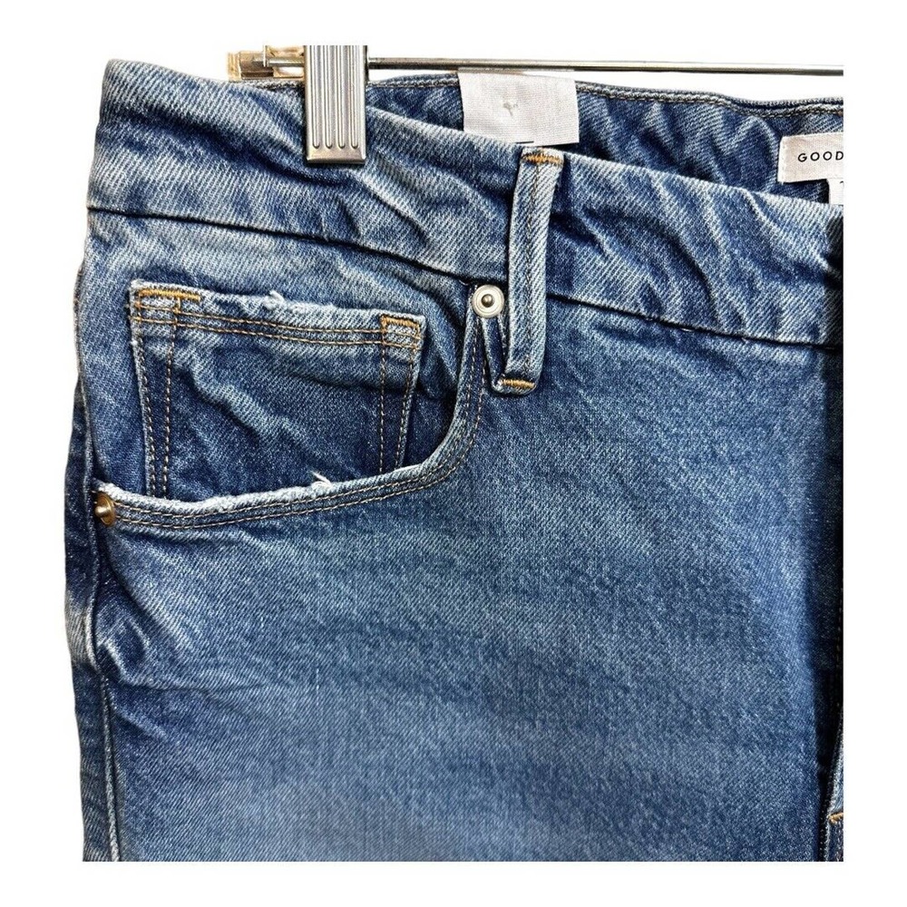 Good American Good Icon Crop Festival Rips Jeans Womens Blue High Rise 10 / 30 - Picture 8 of 14